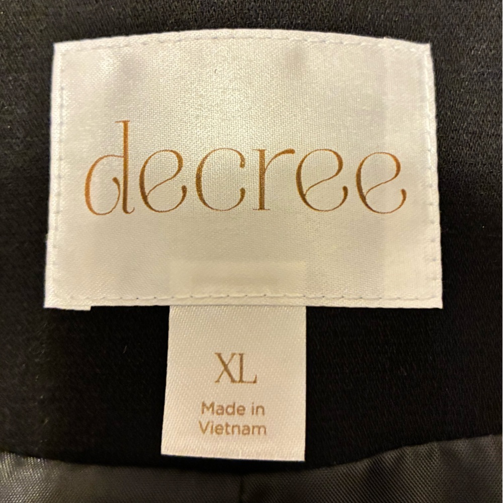 Decree Black Open Front Blazer Jacket XL New With Tags Fully Lined Faux Pockets - Picture 7 of 9